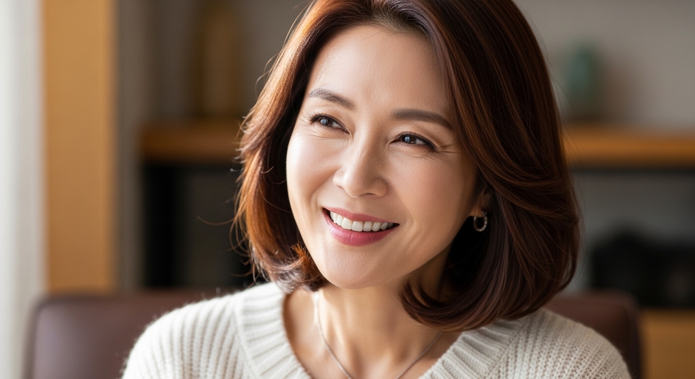 노안 수술 후 선명해진 시력으로 돋보기 없이 스마트폰과 책을 편안하게 즐기는 환자의 일상